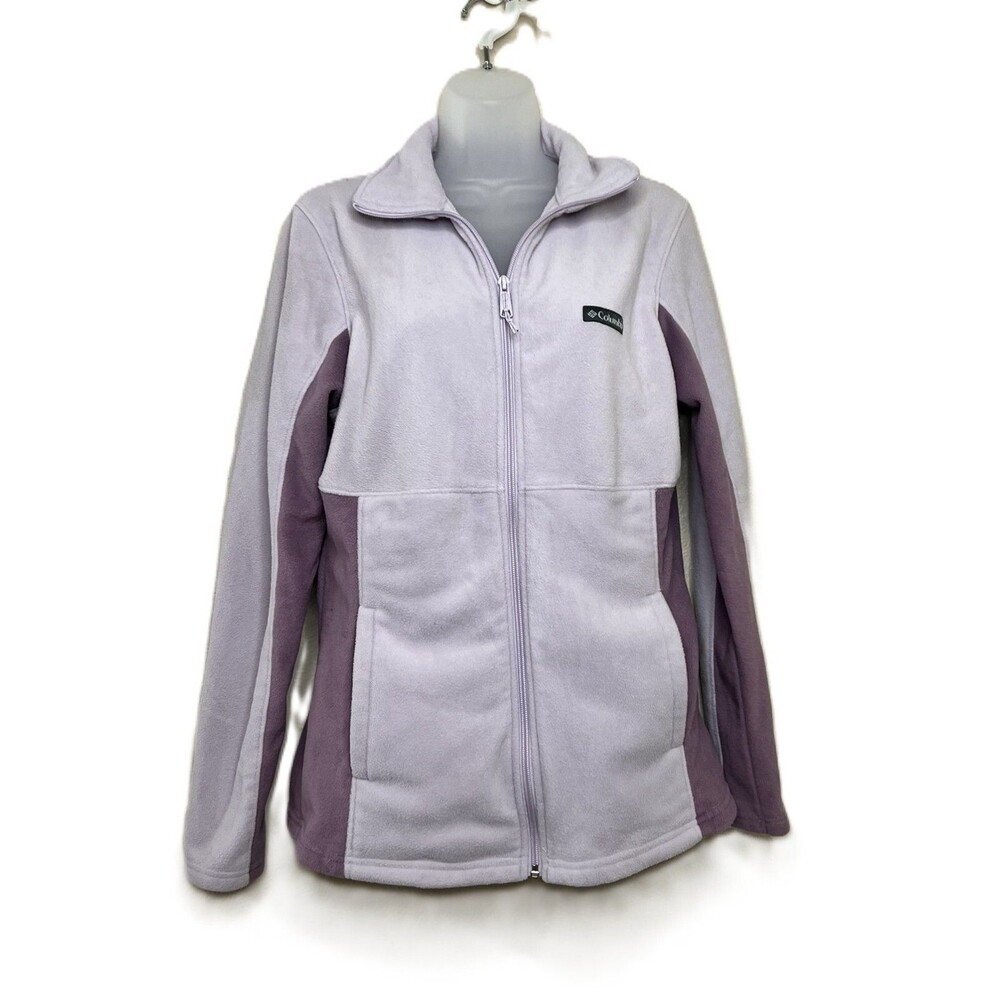 Columbia Women's Lavender/Purple Fleece Jacket Size L W/Pockets Zip Closure